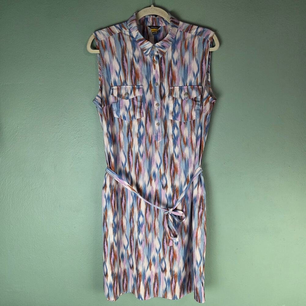 Eddie Bauer Womens Multicolor Departure Sleeveless Shirt Dress Size TL Orchard